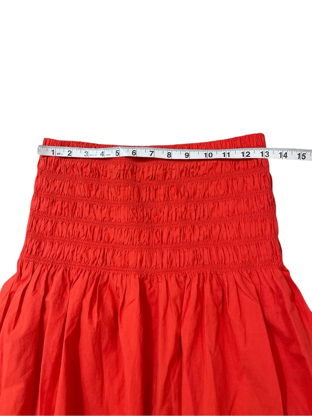 Rails Selena Grenadine Orange Smocked Cotton Blend Midi Skirt - Picture 3 of 6